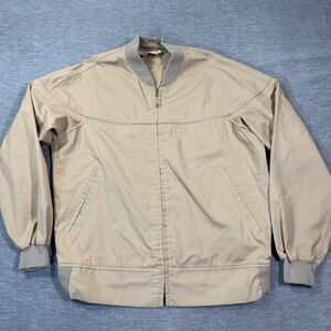 Amerex Jacket Men Medium Beige Sport Series Bomber Harrington Full Zip VTG 90s